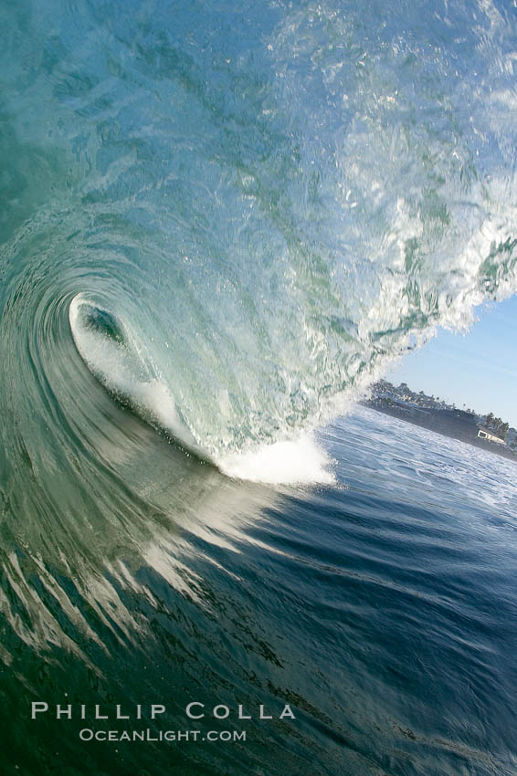 Breaking wave, tube, hollow barrel, morning surf., natural history stock photograph, photo id 19541