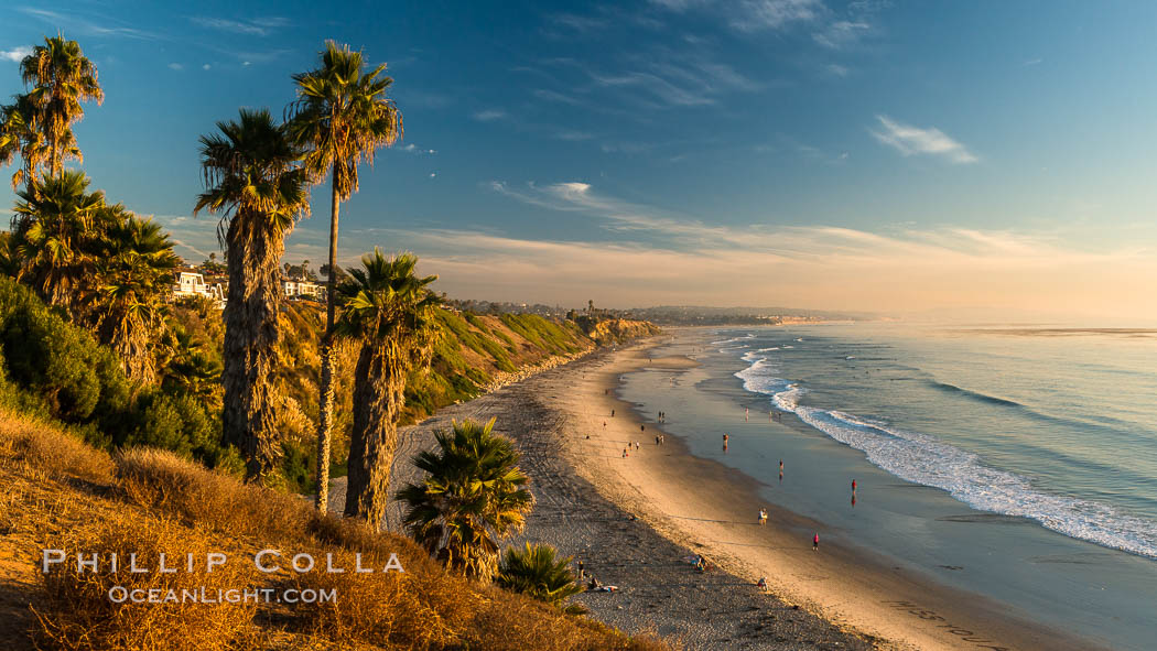 Swami's Beach at dusk, Encinitas. California, USA, natural history stock photograph, photo id 28836