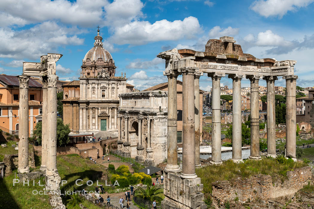 Temple of Saturn and the Roman Forum, Rome. Italy, natural history stock photograph, photo id 35557
