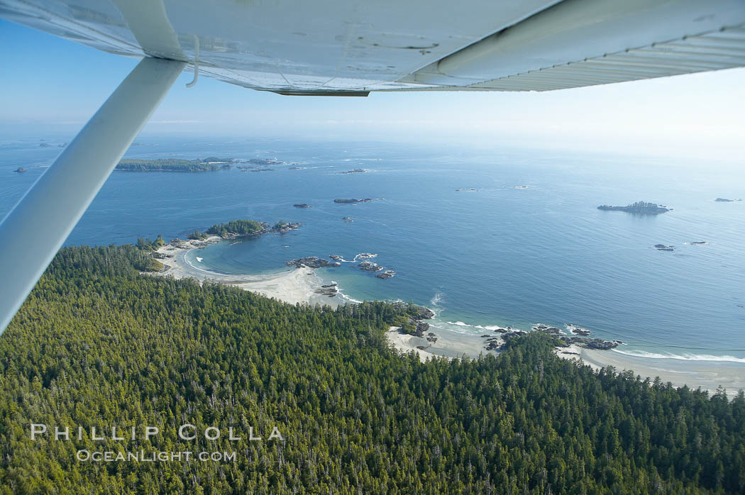 Cow Bay and Flores Island, aerial photo, part of Clayoquot Sound, near Tofino on the west coast of Vancouver Island. British Columbia, Canada, natural history stock photograph, photo id 21082