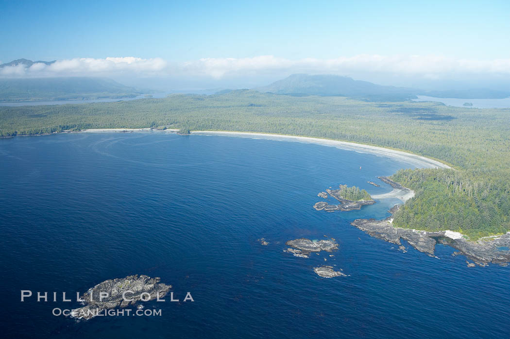 Ahouse Bay and Vargas Island, aerial photo, Clayoquot Sound in the foreground, near Tofino on the west coast of Vancouver Island. British Columbia, Canada, natural history stock photograph, photo id 21112