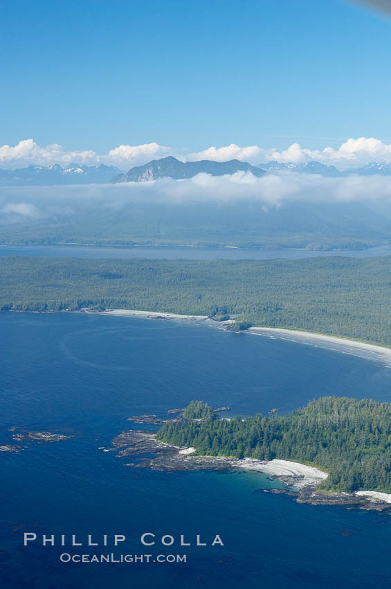 Ahouse Bay and Vargas Island, aerial photo, Clayoquot Sound in the foreground, near Tofino on the west coast of Vancouver Island. British Columbia, Canada, natural history stock photograph, photo id 21097