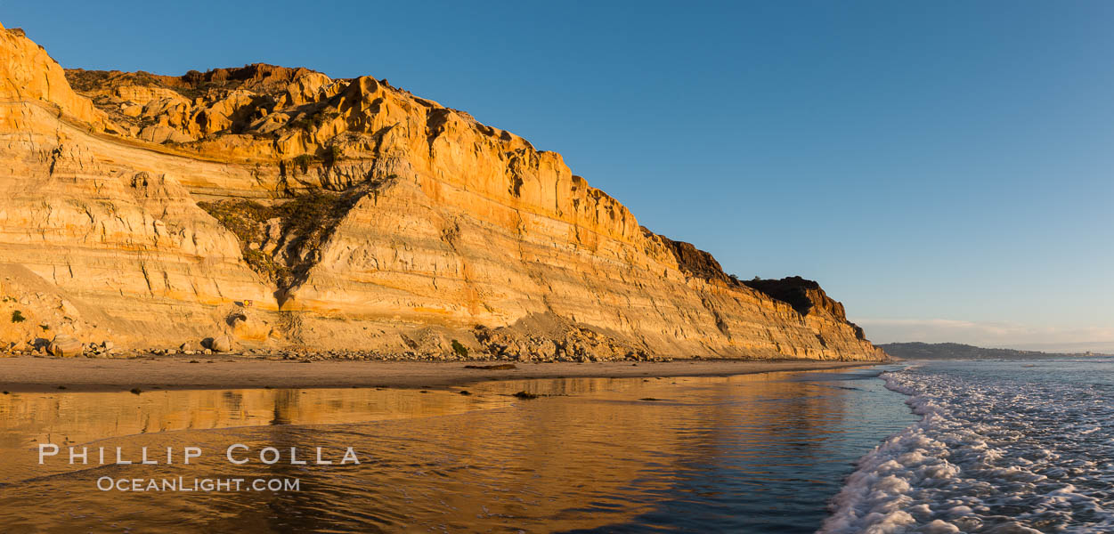 Torrey Pines cliffs at sunset. Torrey Pines State Reserve, San Diego, California, USA, natural history stock photograph, photo id 29110