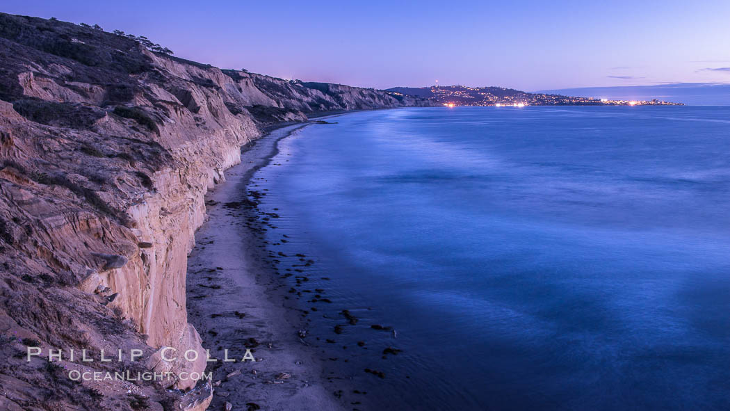 Torrey Pines cliffs at sunset. Torrey Pines State Reserve, San Diego, California, USA, natural history stock photograph, photo id 29112