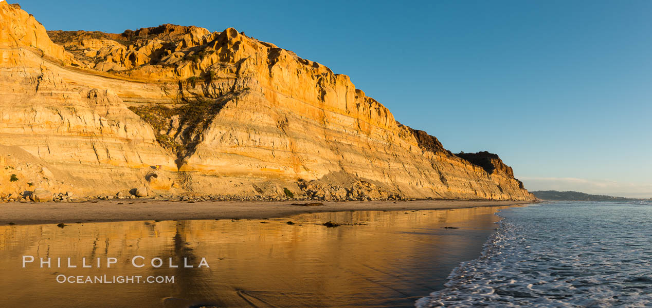 Torrey Pines cliffs at sunset. Torrey Pines State Reserve, San Diego, California, USA, natural history stock photograph, photo id 29109