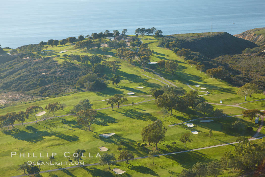 Torrey Pines Golf Course, the North course, with the Pacific Ocean in the distance. La Jolla, California, USA, natural history stock photograph, photo id 22375