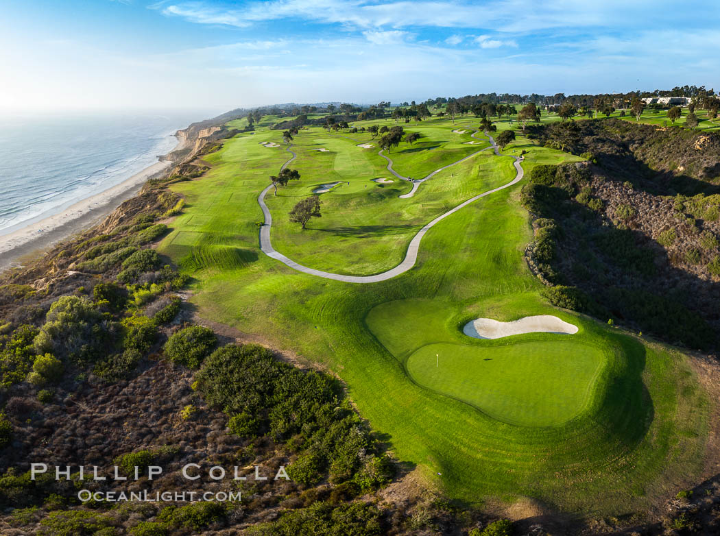 Torrey Pines Golf Course over looking Blacks Beach and the Pacific Ocean, south course, summer, afternoon. San Diego, California, USA, natural history stock photograph, photo id 38050