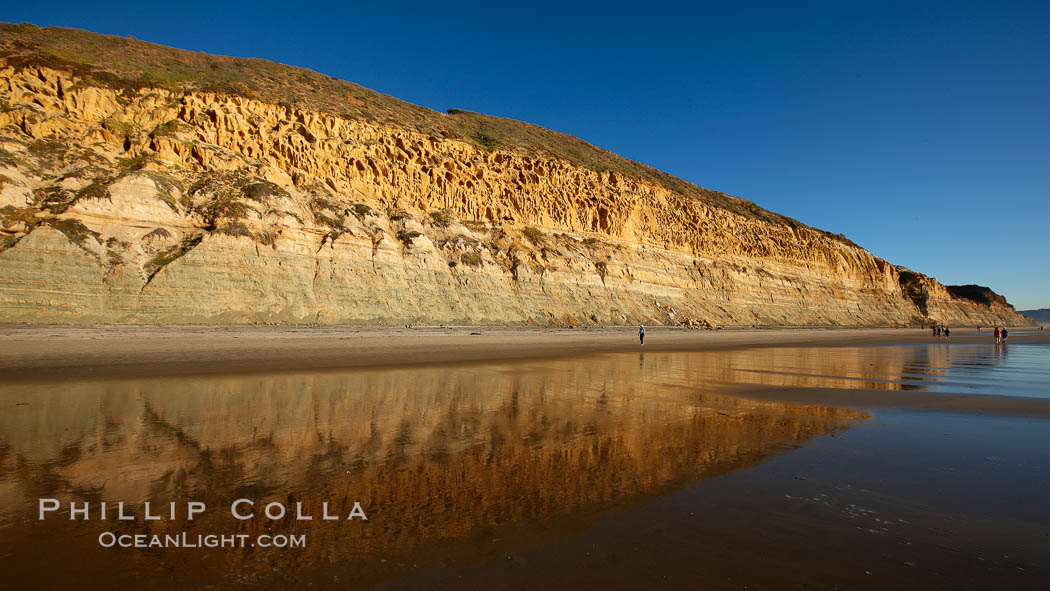 Torrey Pines State Beach, sandstone cliffs rise above the beach at Torrey Pines State Reserve. San Diego, California, USA, natural history stock photograph, photo id 22443