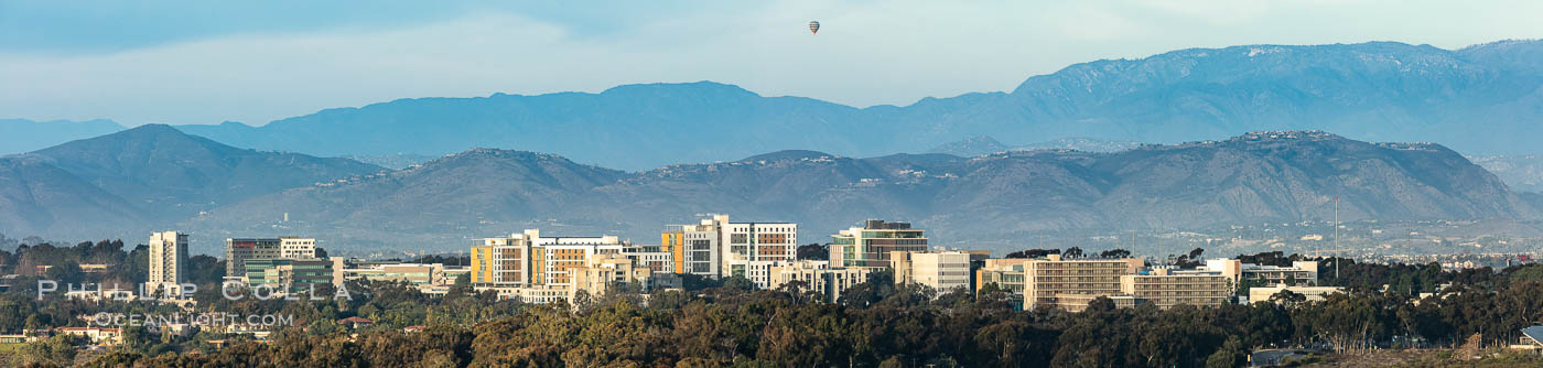 UCSD University of California San Diego, viewed from Mount Soledad, Panoramic Photo. La Jolla, USA, natural history stock photograph, photo id 36667
