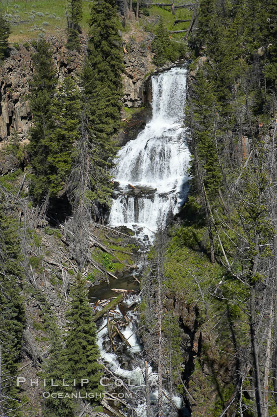 Image 13305, Undine Falls, between Mammoth and Tower in Yellowstone National Park, marks where Lava Creek drops 110 feet in two sections. Yellowstone National Park, Wyoming, USA Image 13305, Undine Falls, between Mammoth and Tower in Yellowstone National Park, marks where Lava Creek drops 110 feet in two sections. Yellowstone National Park, Wyoming, USA