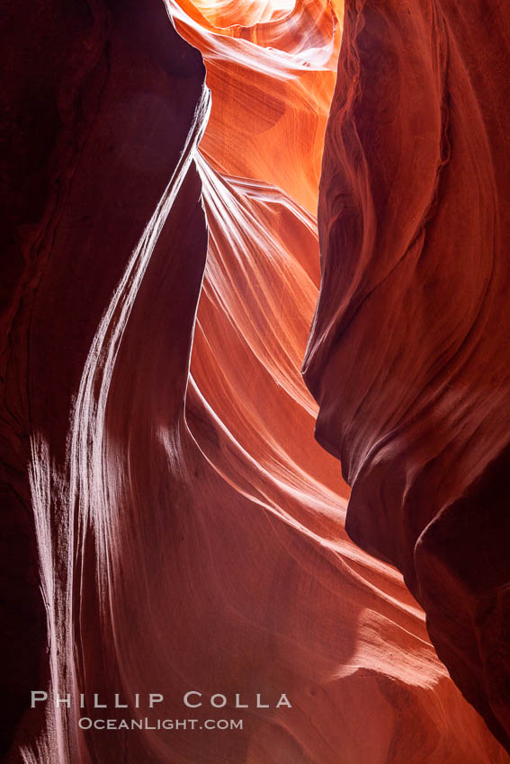 Antelope Canyon, a deep narrow slot canyon formed by water and wind erosion. Navajo Tribal Lands, Page, Arizona, USA, natural history stock photograph, photo id 18000