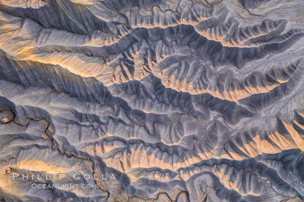 Erosion patterns in the Utah Badlands, aerial abstract photo. Hanksville, USA, natural history stock photograph, photo id 38051