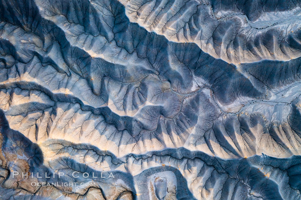 Erosion patterns in the Utah Badlands, aerial abstract photo. Hanksville, USA, natural history stock photograph, photo id 38017