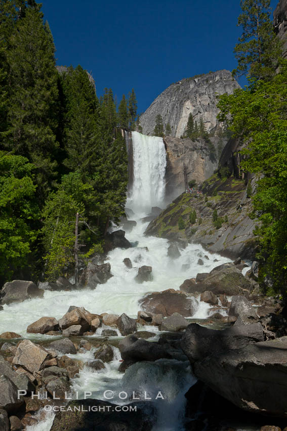 Vernal Falls and Merced River in spring, heavy flow due to snow melt in the high country above Yosemite Valley. Yosemite National Park, California, USA, natural history stock photograph, photo id 26896