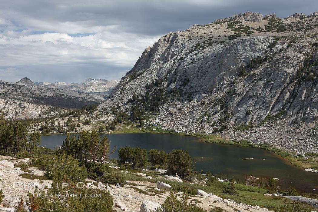 Spectacular Vogelsang Lake in Yosemite's High Sierra, with Fletcher Peak (11407') to the right and Choo-choo Ridge in the distance, near Vogelsang High Sierra Camp. Yosemite National Park, California, USA, natural history stock photograph, photo id 23214