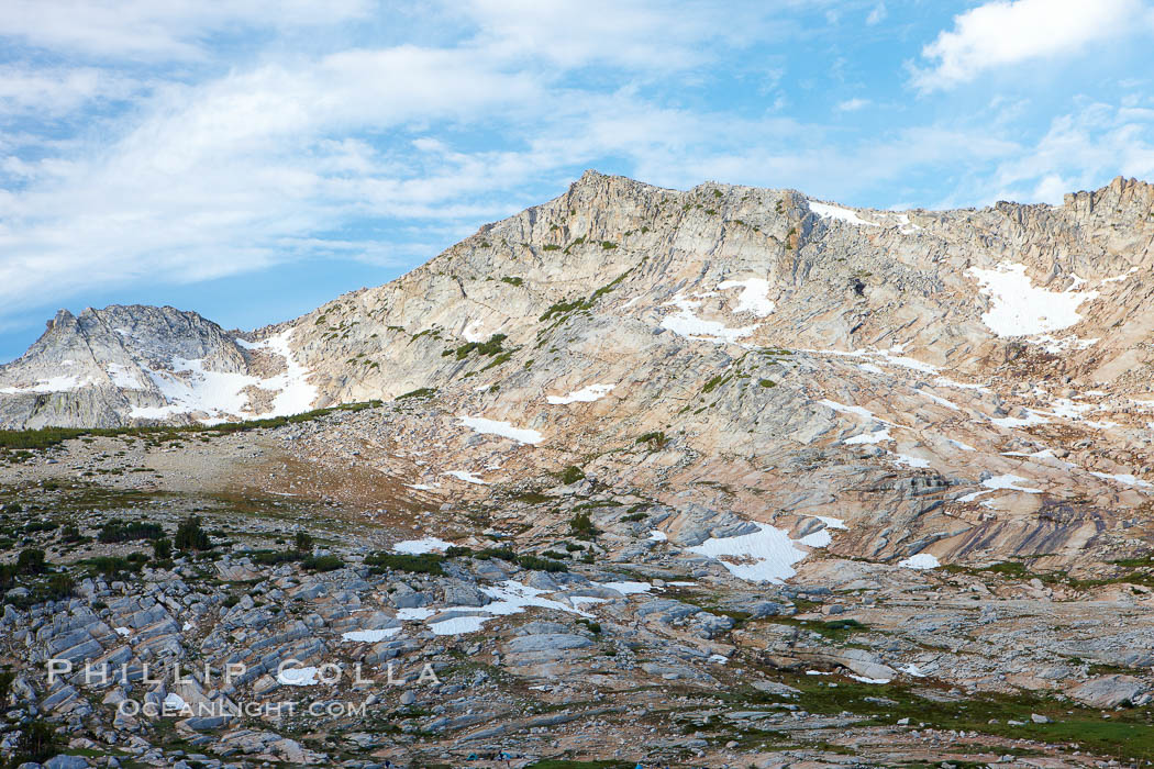 Vogelsang Peak (11516') viewed from Vogelsang Lake. Yosemite National Park, California, USA, natural history stock photograph, photo id 23223