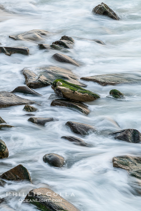 Wave and Rock Study, long exposure, La Jolla., natural history stock photograph, photo id 37546