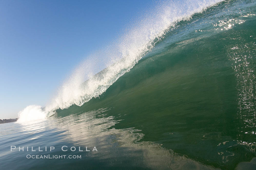 Dawn patrol morning surf, hollow wave. Cardiff by the Sea, California, USA, natural history stock photograph, photo id 20798