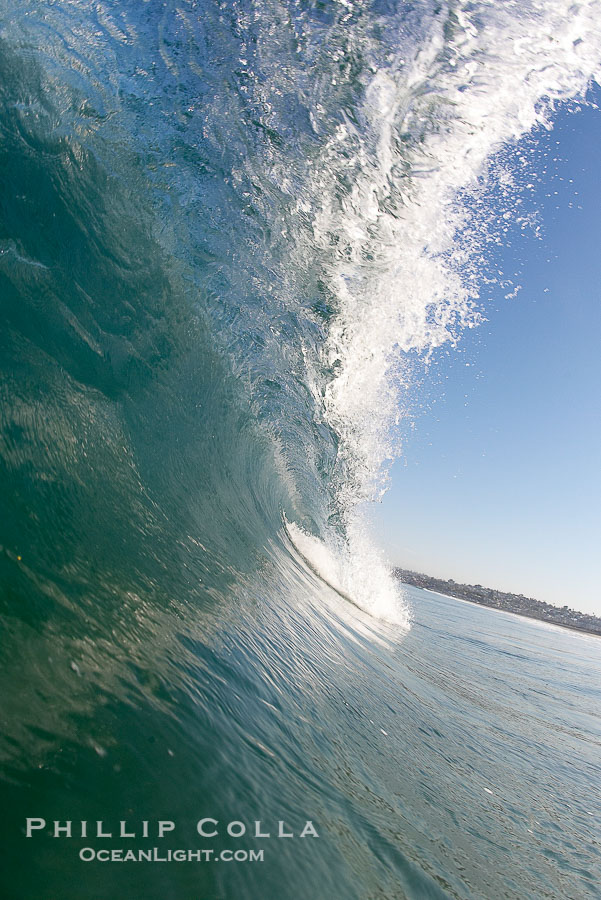 Cresting wave, morning light, glassy water, surf., natural history stock photograph, photo id 20814
