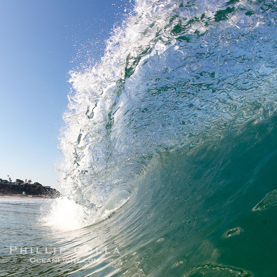 Cresting wave, morning light, glassy water, surf., natural history stock photograph, photo id 20818