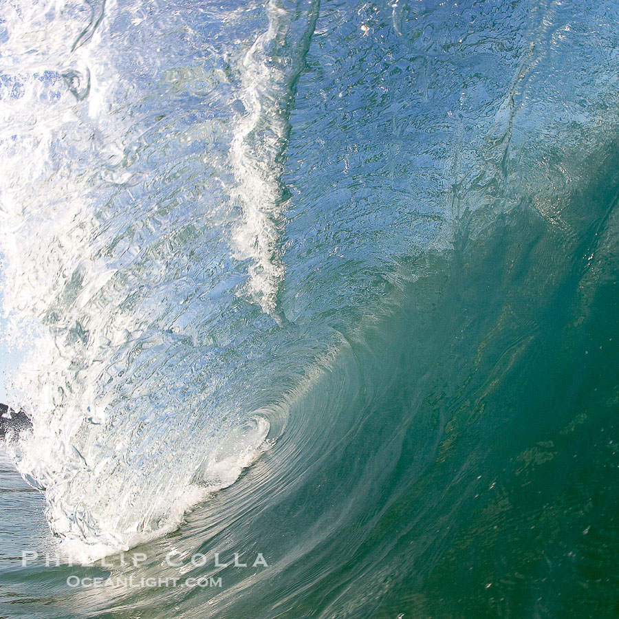 Cresting wave, morning light, glassy water, surf., natural history stock photograph, photo id 20829