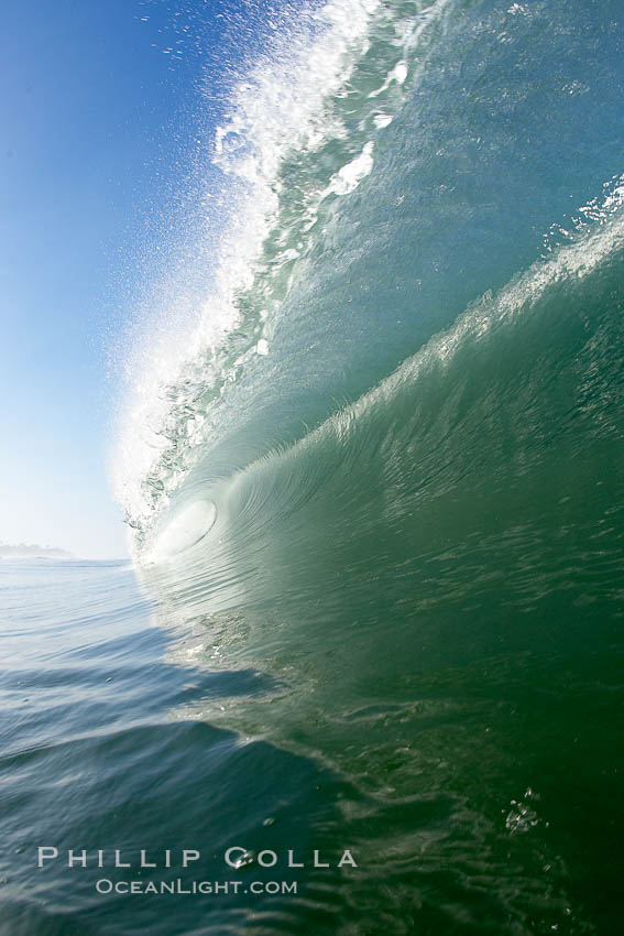 Breaking wave, tube, hollow barrel, morning surf., natural history stock photograph, photo id 19532