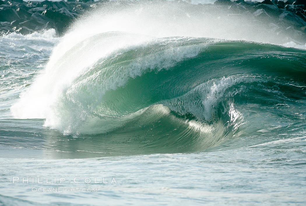 Slab wave, mutant surf at the Wedge. The Wedge, Newport Beach, California, USA, natural history stock photograph, photo id 18710