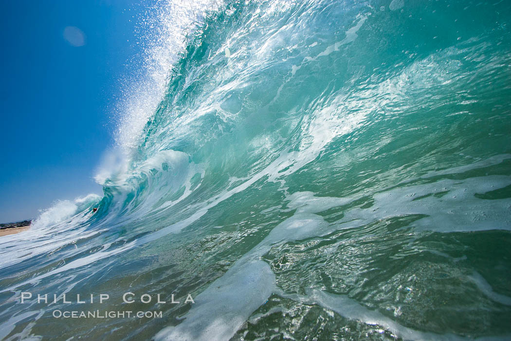 A wave, breaking with powerful energy, at the Wedge in Newport Beach. The Wedge, California, USA, natural history stock photograph, photo id 16992