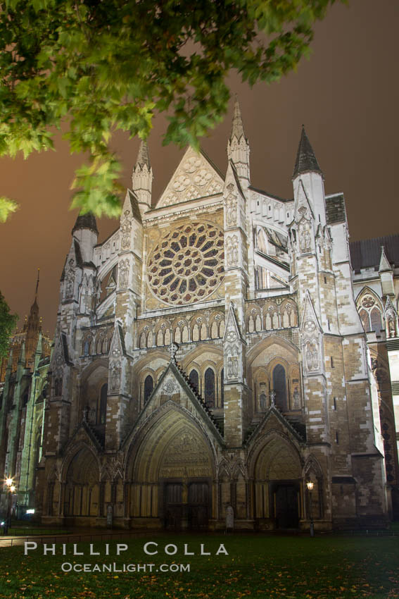 Westminster Abbey at Night. London, United Kingdom, natural history stock photograph, photo id 28281