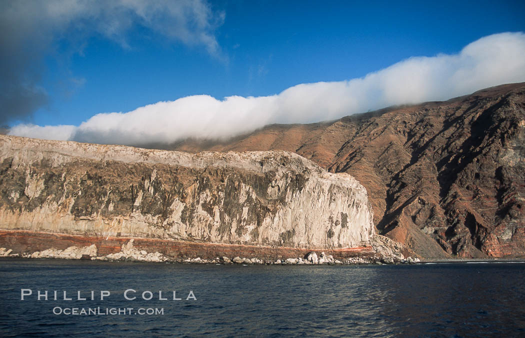 Clouds held back by island crest. Guadalupe Island (Isla Guadalupe), Baja California, Mexico, natural history stock photograph, photo id 03842