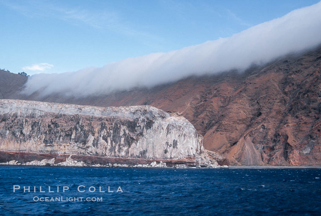 Clouds held back by island crest. Guadalupe Island (Isla Guadalupe), Baja California, Mexico, natural history stock photograph, photo id 03687