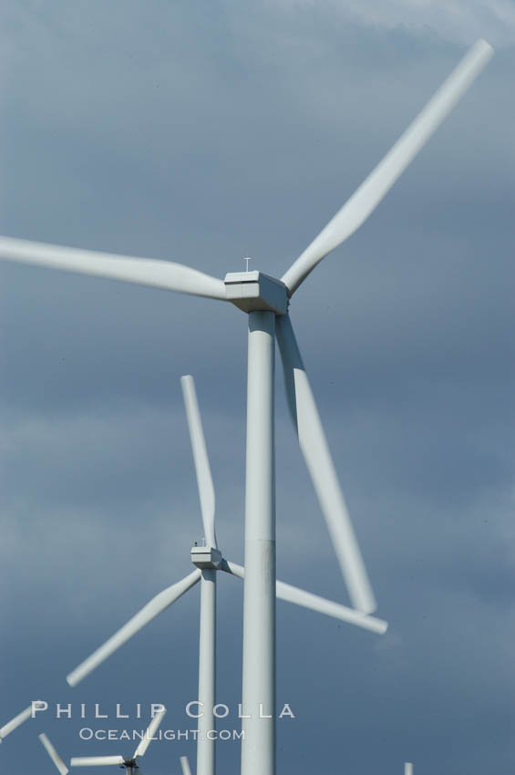 Wind turbines provide electricity to Palm Springs and the Coachella Valley. San Gorgonio pass, San Bernardino mountains. San Gorgonio Pass, California, USA, natural history stock photograph, photo id 06867