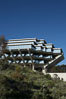 The UCSD Library (Geisel Library, UCSD Central Library) at the University of California, San Diego.  UCSD Library.  La Jolla, California.  On December 1, 1995 The University Library Building was renamed Geisel Library in honor of Audrey and Theodor Geisel (Dr. Seuss) for the generous contributions they have made to the library and their devotion to improving literacy.  In The Tower, Floors 4 through 8 house much of the Librarys collection and study space, while Floors 1 and 2 house service desks and staff work areas.  The library, designed in the late 1960s by William Pereira, is an eight story, concrete structure sited at the head of a canyon near the center of the campus. The lower two stories form a pedestal for the six story, stepped tower that has become a visual symbol for UCSD. USA. Image #11282