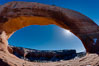Wilson Arch rises high above route 191 in eastern Utah, with a span of 91 feet and a height of 46 feet. USA. Image #18034