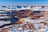 Soda Springs Basin in Canyonlands National Park, snow covered mesas and canyons, with the Green River far below, not far from its confluence with the Colorado River.  Island in the Sky. Utah, USA. Image #18093