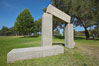 Stonehenge, or what is officially known as the La Jolla Project, was the third piece in the Stuart Collection at University of California San Diego (UCSD).  Commissioned in 1984 and produced by Richard Fleishner, the granite blocks are spread on the lawn south of Galbraith Hall on Revelle College at UCSD. University of California, San Diego, USA. Image #21222