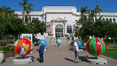 Cool Globes San Diego, an exhibit outside of the Natural History Museum at Balboa Park, San Diego.  Cool Globes is an educational exhibit that features 40 sculpted globes, each custom-designed by artists to showcase solutions to reduce global warming. California, USA. Image #21494