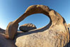 Moebius Arch, a 17-foot-wide natural rock arch found amid the spectacular granite and metamorphose stone formations of the Alabama Hills, near the eastern Sierra town of Lone Pine. Alabama Hills Recreational Area, California, USA