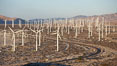 Wind turbines, in the San Gorgonio Pass, near Interstate 10 provide electricity to Palm Springs and the Coachella Valley. California, USA. Image #22238