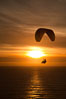 Paraglider soaring at Torrey Pines Gliderport, sunset, flying over the Pacific Ocean. La Jolla, California, USA. Image #24288