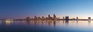 San Diego downtown city skyline and waterfront, sunrise, dawn, viewed from Coronado Island. California, USA. Image #27088