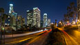 Downtown Los Angeles at night, street lights, buildings light up the night. California, USA. Image #27730