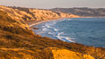 Black's Beach and Torrey Pines Cliffs and Pacific Ocean, Razor Point view to La Jolla, San Diego, California. Torrey Pines State Reserve, USA. Image #28490