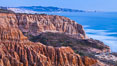 Torrey Pines Cliffs and Pacific Ocean, Razor Point view to La Jolla, San Diego, California. Torrey Pines State Reserve, USA. Image #28497