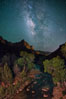 Milky Way over the Watchman, Zion National Park.  The Milky Way galaxy rises in the night sky above the the Watchman. Utah, USA. Image #28590