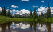 Mount Rainier reflected in Tipsoo Lake. Tipsoo Lakes, Mount Rainier National Park, Washington, USA. Image #28740
