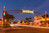 Encinitas city sign lit at night over Highway 101. California, USA. Image #28841