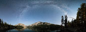 Milky Way over Tenaya Lake, Polly Dome (left), Tenaya Peak (center), Yosemite National Park. California, USA. Image #31185