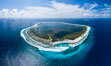 Aerial panorama of Clipperton Island, showing the entire atoll.  Clipperton Island, a minor territory of France also known as Ile de la Passion, is a small (2.3 sq mi) but  spectacular coral atoll in the eastern Pacific. By permit HC / 1485 / CAB (France). Image #32835