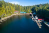 Gods Pocket Resort, on Hurst Island, part of Gods Pocket Provincial Park, aerial photo. British Columbia, Canada. Image #34480